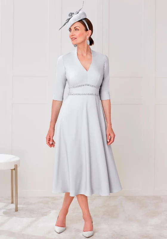 Fantastic Offers John Charles Beaded Waist Midi Dress, Silver