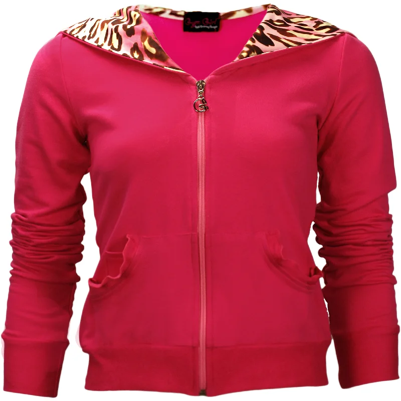 Zip-Front Hoodie in Hot Pink