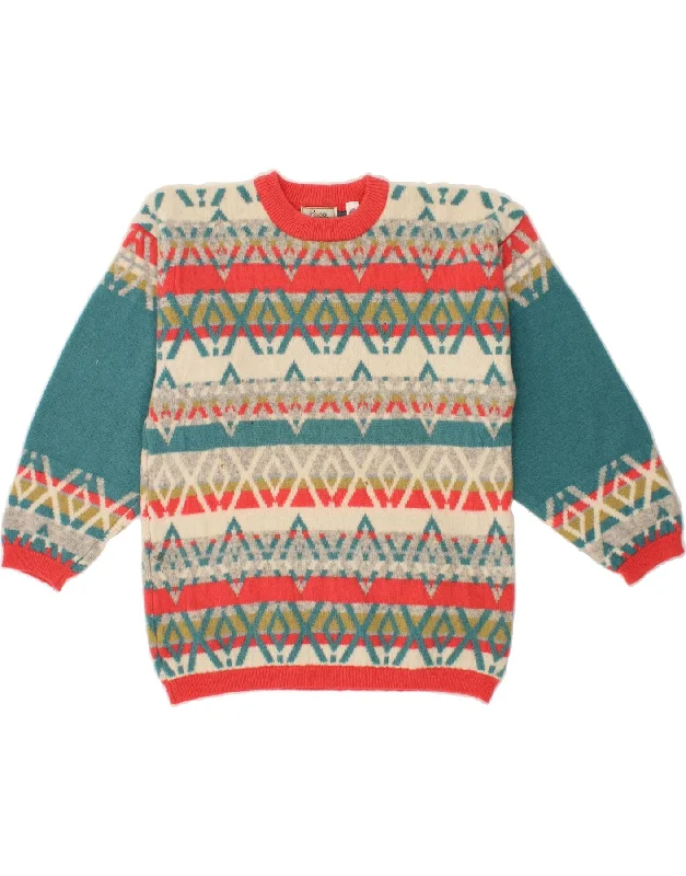 Act Fast PACO Womens Crew Neck Jumper Sweater UK 16 Large Multicoloured Fair Isle