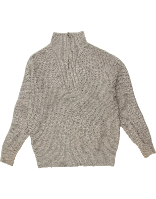 Amazing Deals JACK WILLS Womens Oversized Zip Neck Jumper Sweater UK 8 Small Grey