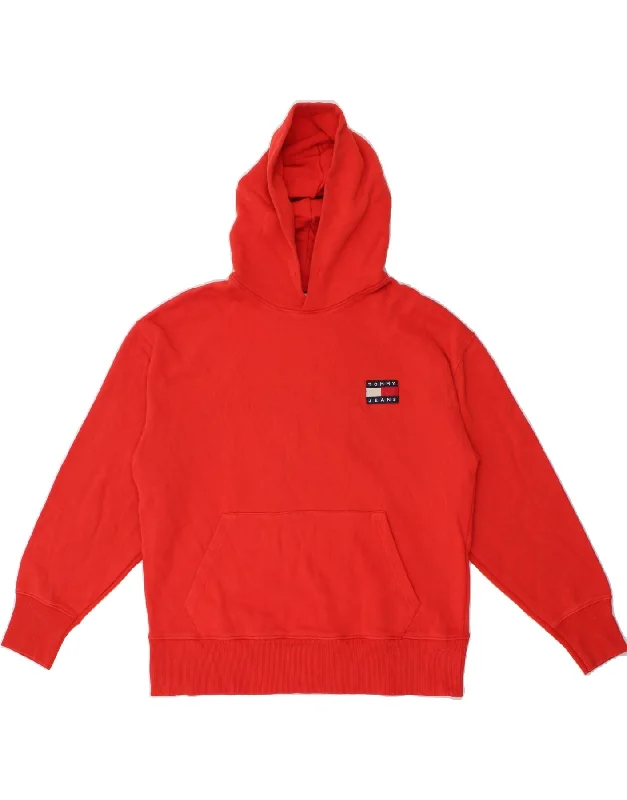 Super Sale TOMMY HILFIGER Womens Graphic Hoodie Jumper UK 16 Large Red Cotton