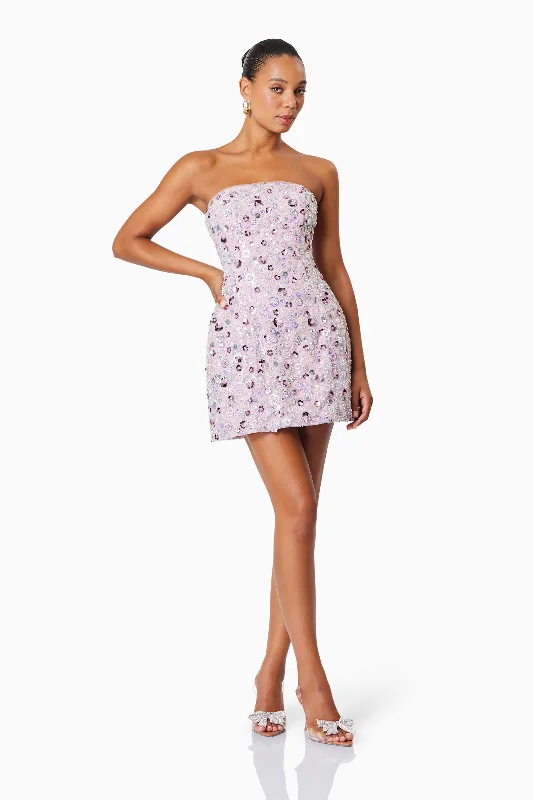 Final Clearance Aurora Strapless Party Mini Dress In Purple