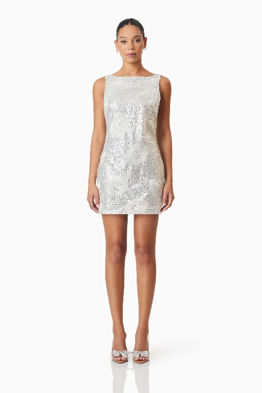 Big Savings Caledonia Sequin Mini Shift Dress In Silver