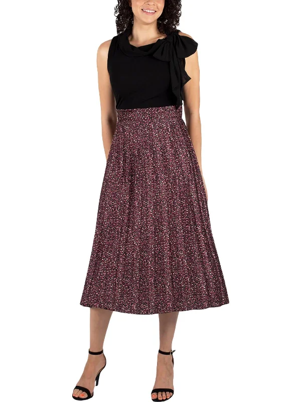 Closeout Petites Womens Animal Print Calf Midi Dress