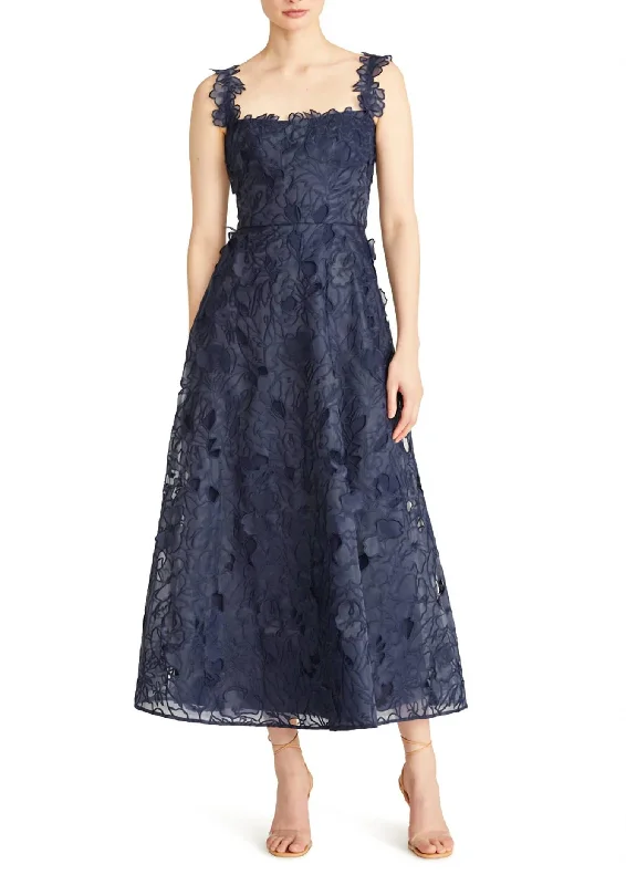 Hurry In Juliette Organza Long Dress In Sapphire