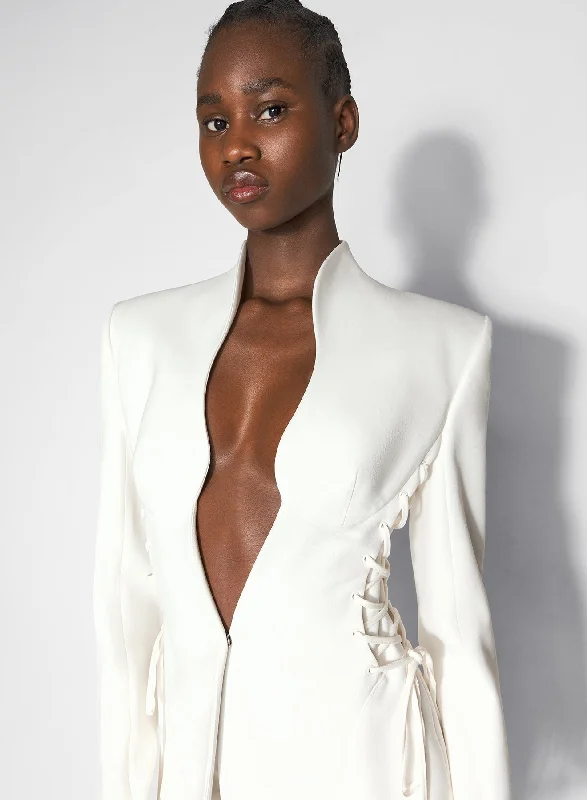 Early Bird Discount white sculptural laced jacket