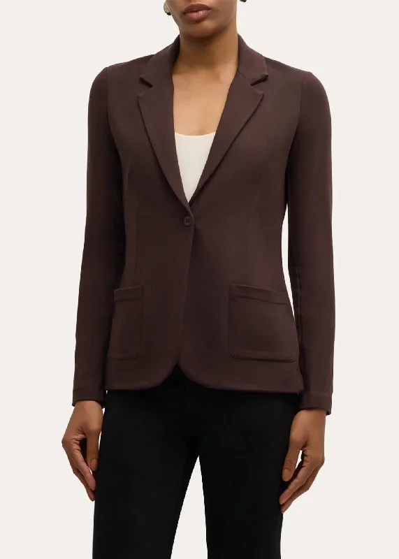 French Terry Fleece One-Button Blazer In Coffee