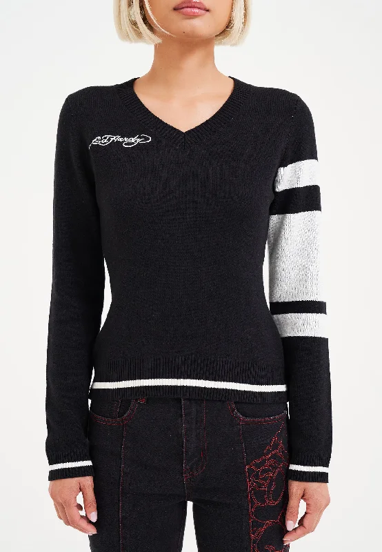 Womens Kills Slowly V Neck Jumper - Black