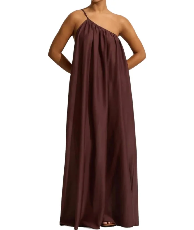 Special Price Voluminous One Shoulder Dress In Burgundy