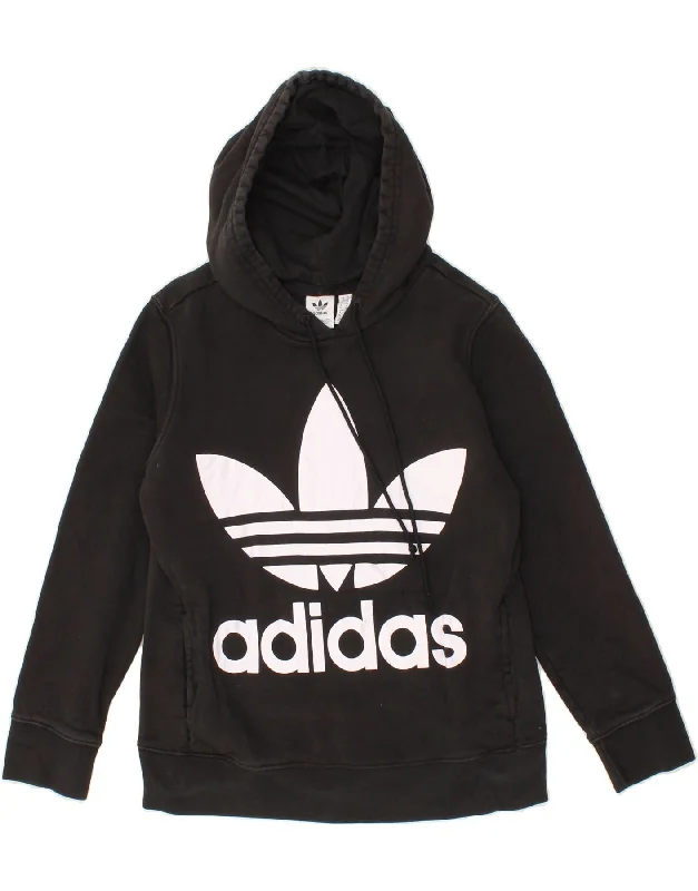 Great Deals ADIDAS Womens Graphic Hoodie Jumper UK 10 Small Black Cotton