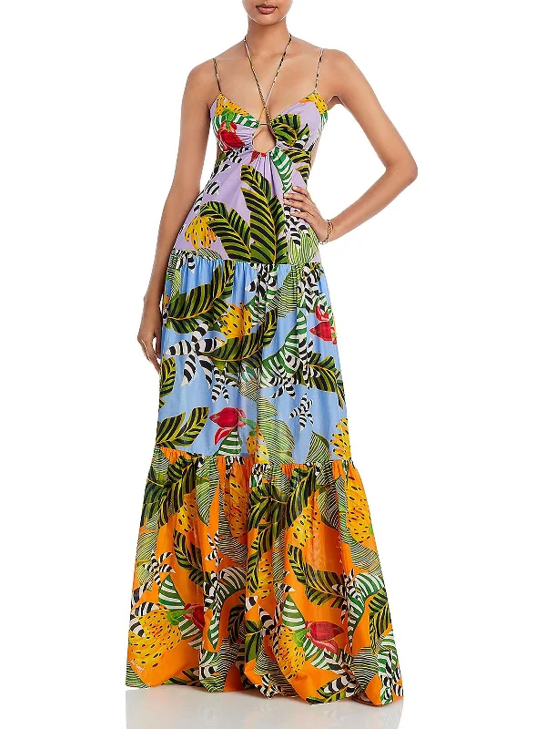 Final Markdown Womens Cotton Embellished Halter Dress