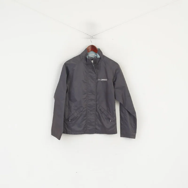 Unbeatable Prices Ellesse Women 12 M Jacket Gray Shiny Lightweight Windbreaker Full Zip Top
