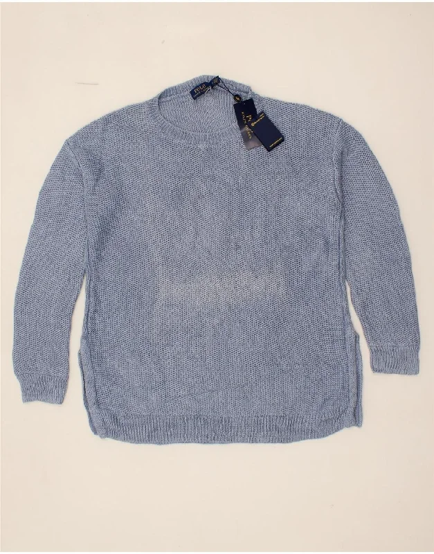 Steals and Deals POLO RALPH LAUREN Womens Crew Neck Jumper Sweater UK 14 Medium Blue Linen Steals and Deals POLO RALPH LAUREN Womens Crew Neck Jumper Sweater UK 14 Medium Blue Linen