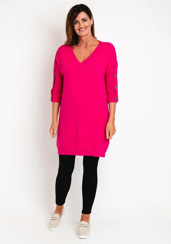 Eva Kayan Soft Knit Knee Length Jumper Dress, Fuchsia