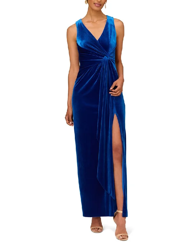 Limited Availability Aidan Mattox Stretch Velvet Column Gown