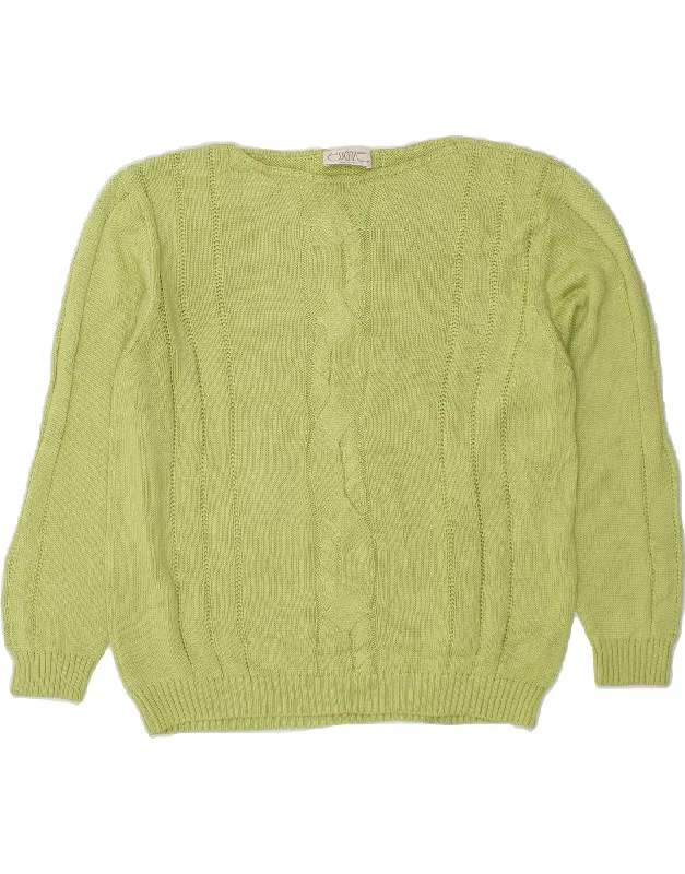 VINTAGE Womens Boat Neck Jumper Sweater IT 44 Medium Green Cotton