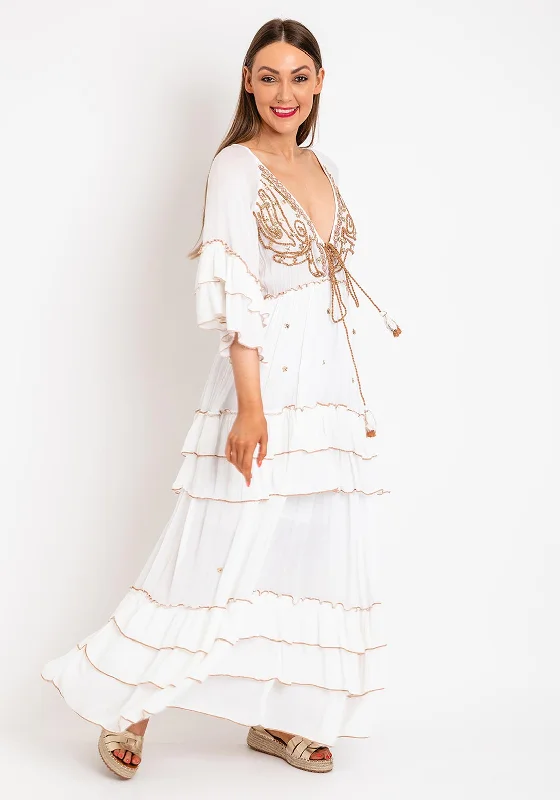 Loyalty Reward Serafina Collection Tiered Maxi Smock Dress, White