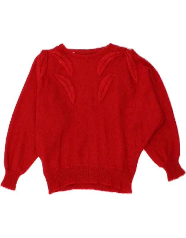 Huge Discounts VINTAGE Womens 3/4 Sleeve Boat Neck Jumper Sweater UK 16 Large Red