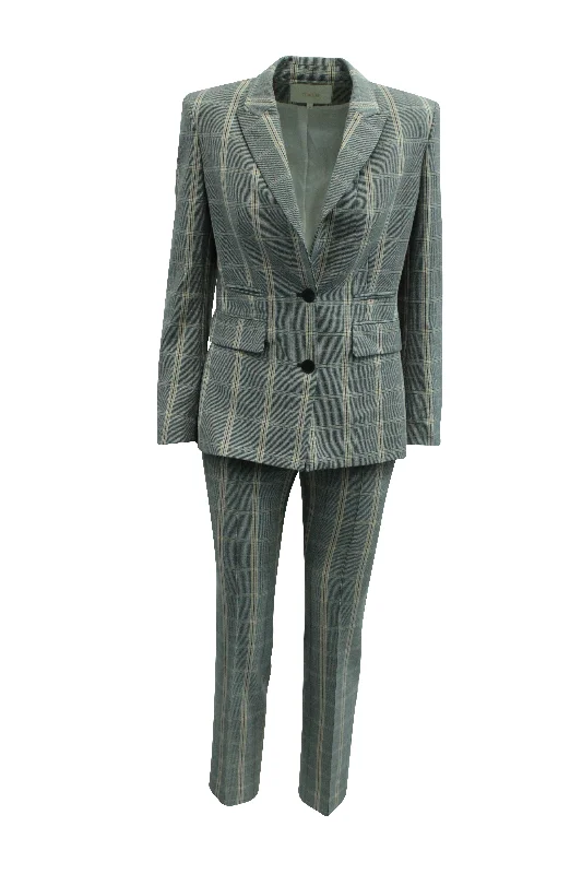 Maje Plaid Blazer and Pants in Grey Wool