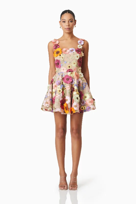 Warehouse Sale Moana Floral Embellished Mini Dress in Pink