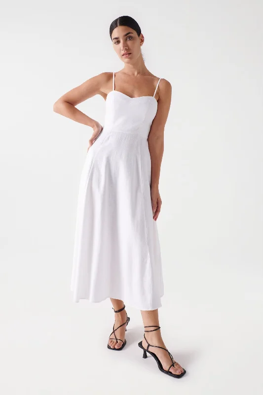 Deal Mania Salsa Linen Midi Dress, White