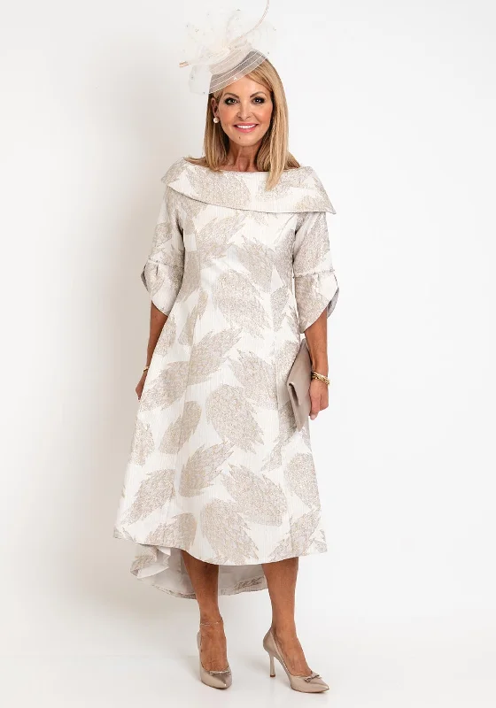 Online Only Lizabella Embossed Dip Hem Midi Dress, Stone