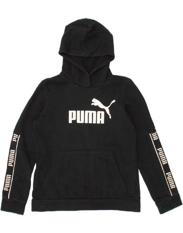 Special Discount PUMA Womens Graphic Hoodie Jumper UK 14 Medium Black Cotton