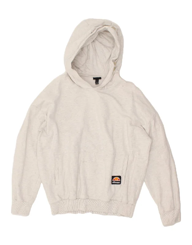 Best Deals ELLESSE Womens Oversized Graphic Hoodie Jumper UK 16 Large Grey Cotton