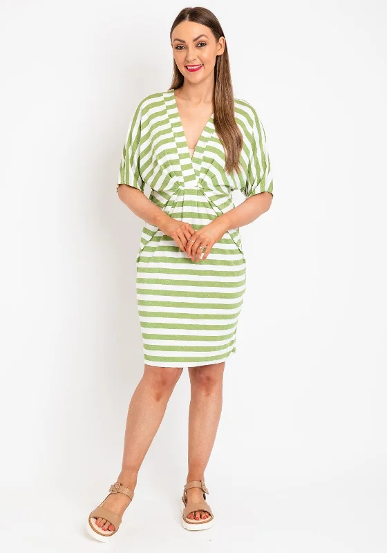 Midnight Madness Serafina Collection One Size Shimmer Stripe Mini Dress, Green