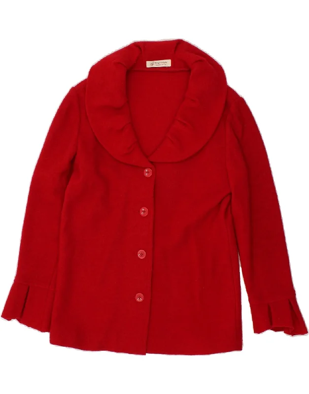 Stock Clearance VINTAGE Womens Cardigan Sweater UK 14 Large Red Wool