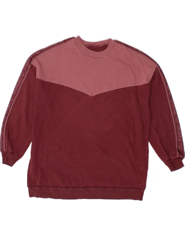 KAPPA Womens Graphic Sweatshirt Jumper UK 16 Large Maroon Colourblock