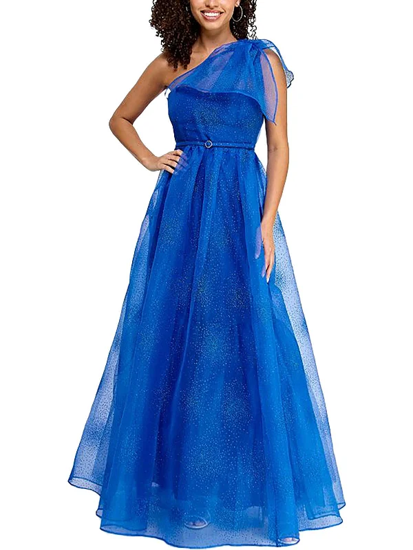 Best Seller Juniors Womens Glitter One Shoulder Evening Dress