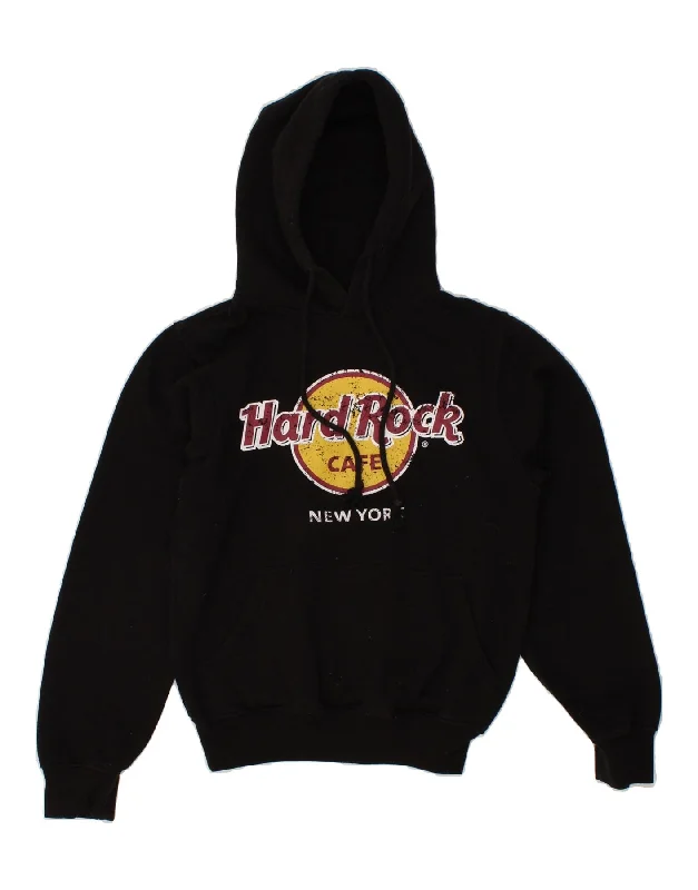 HARD ROCK CAFE Womens New York Graphic Hoodie Jumper UK 10 Small Black