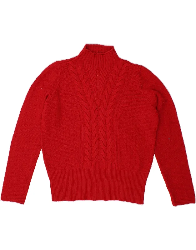 BENETTON Womens Turtle Neck Jumper Sweater UK 16 Large Red Nylon