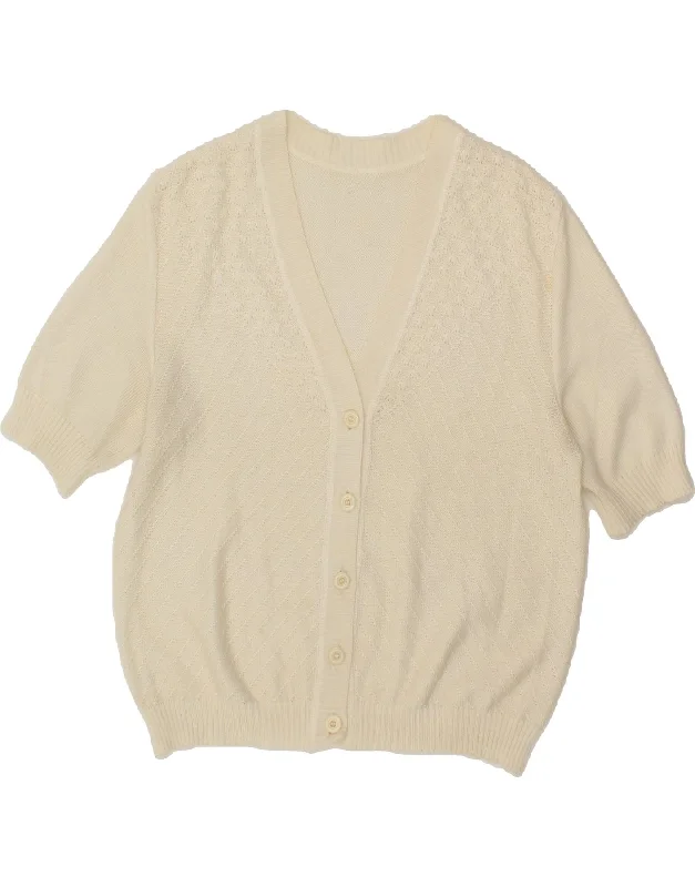 Quick Sale VINTAGE Womens Short Sleeve Cardigan Sweater IT 48 XL Off White