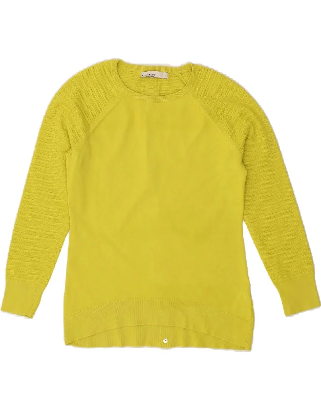 KAREN MILLEN Womens 3/4 Sleeve Crew Neck Jumper Sweater US 2 XS Yellow