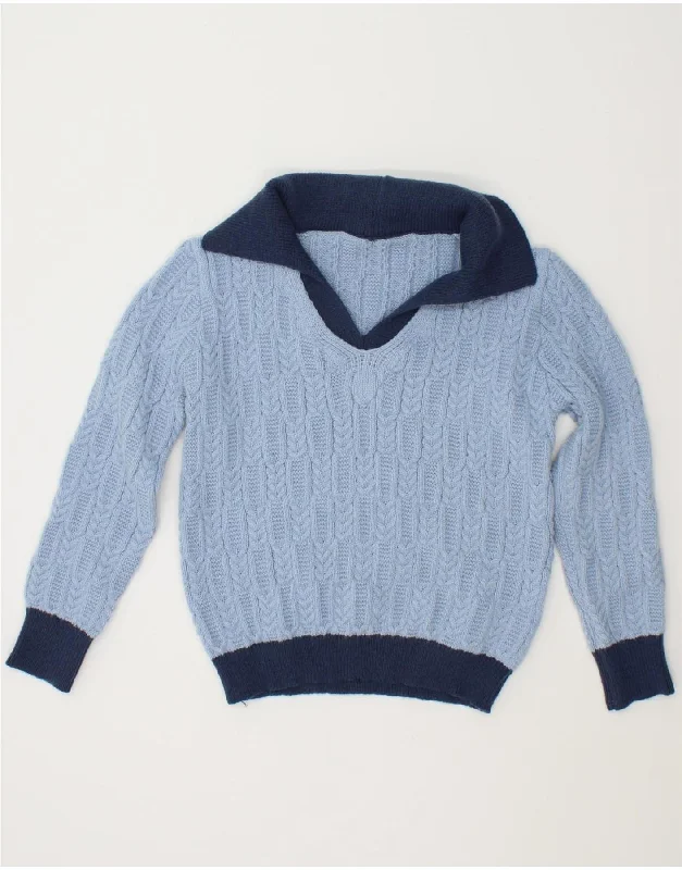 Act Fast VINTAGE Womens Polo Neck Jumper Sweater UK 14 Medium Blue