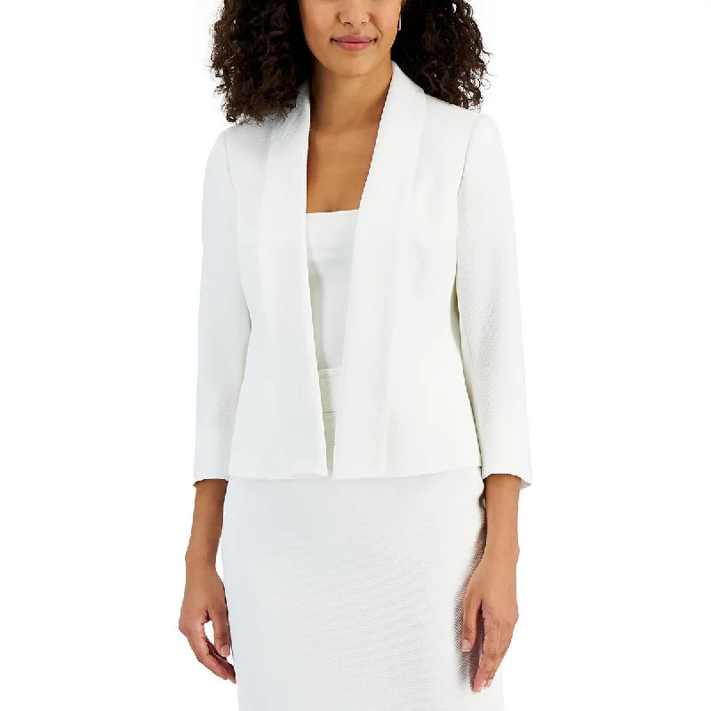 Womens Pique Shawl Collar Open-Front Blazer