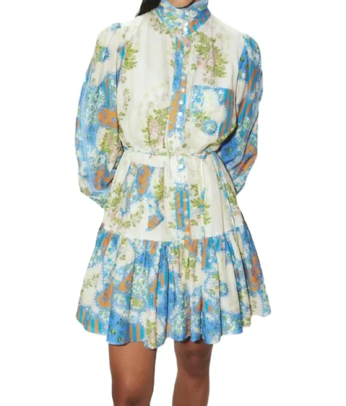 Hot Deal Skye Patchwork Mini Dress In Cornflower