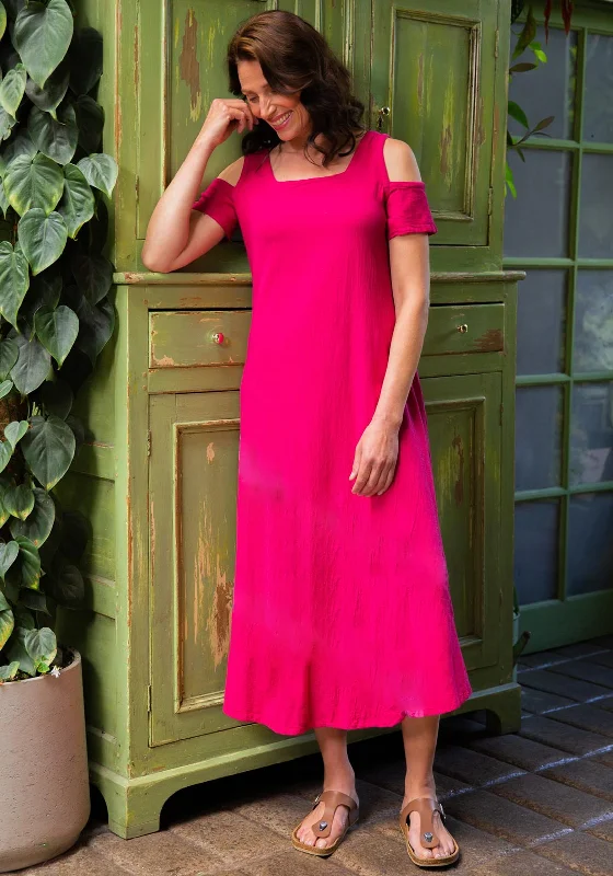 Last Chance One Life Dana Cold Shoulder Maxi Dress, Fuchsia