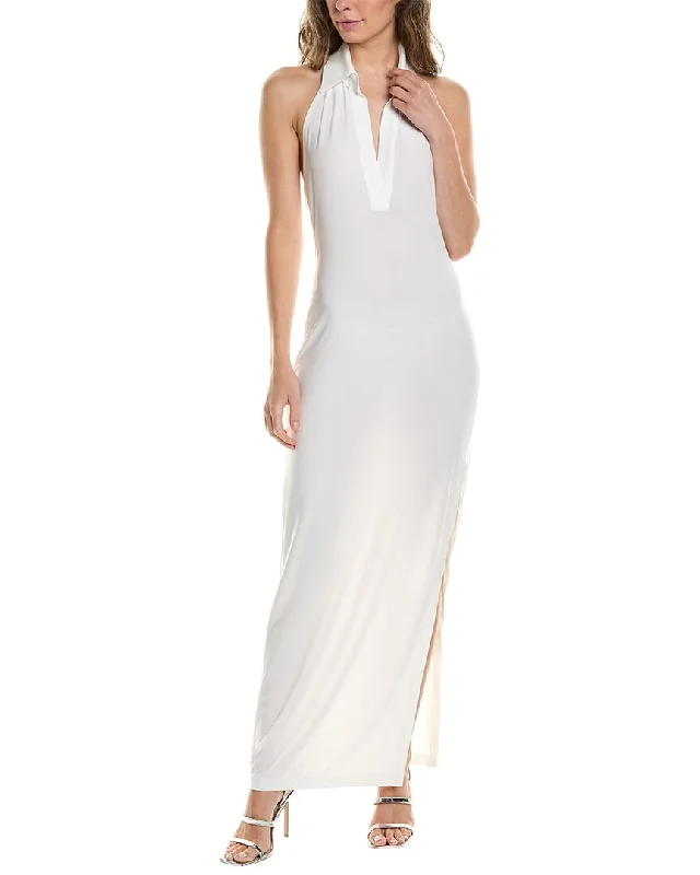Bonus Savings Norma Kamali Halter Neck Side Slit Gown