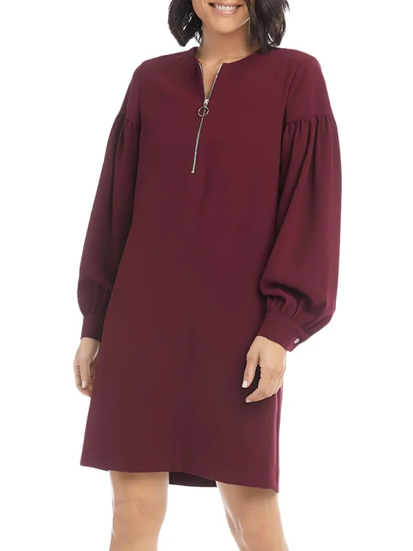 Womens Gathered Above Knee Shift Dress