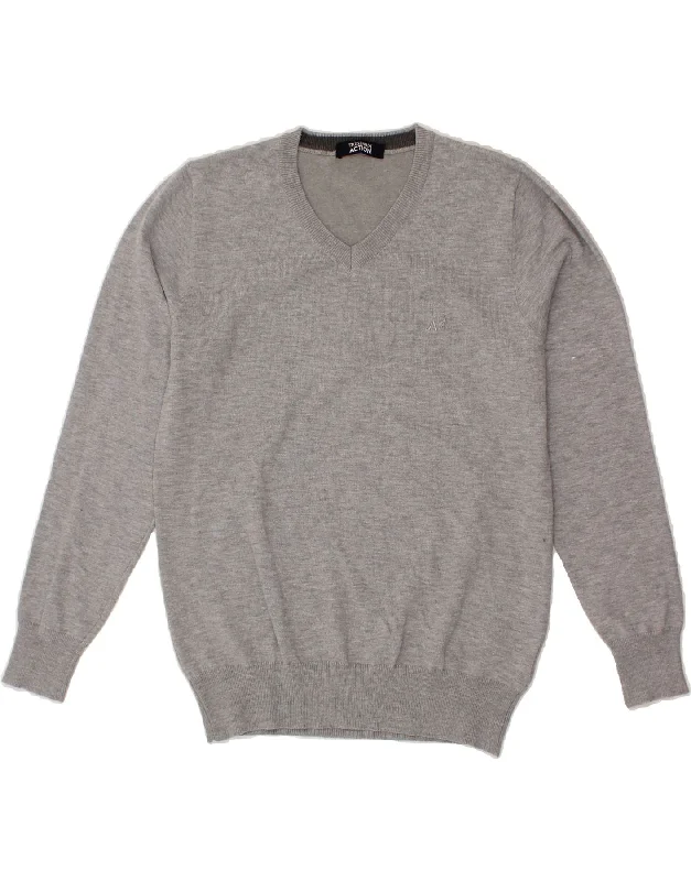 TRUSSARDI Womens V-Neck Jumper Sweater IT 54 3XL Grey Wool