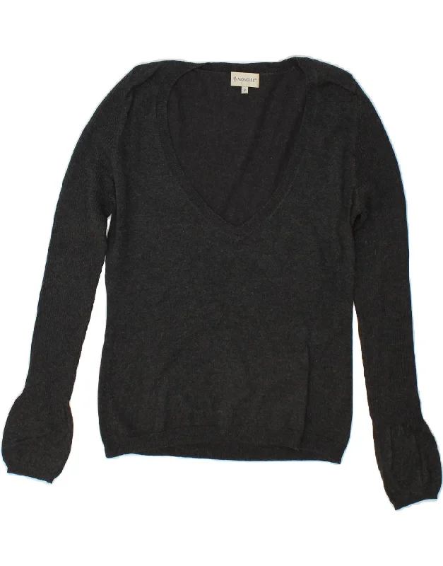 Price Rollback MONCLER Womens V-Neck Jumper Sweater UK 10 Small Black Silk