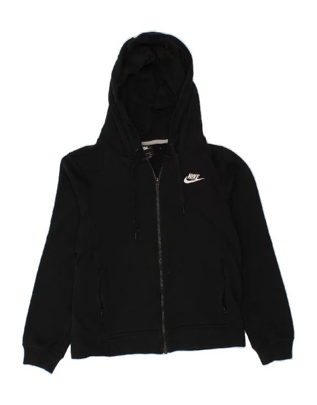 Discount Days NIKE Womens Oversized Zip Hoodie Sweater UK 10 Small Navy Blue Cotton