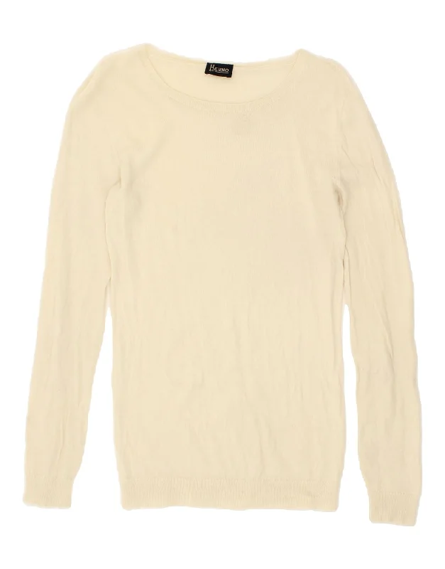 Factory Direct Sale HERNO Womens Boat Neck Jumper Sweater UK 6 XS Off White
