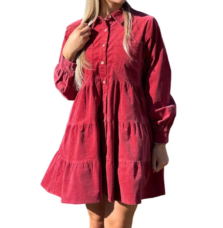 Crazy Deals Solid Baby Doll Dress In Brick