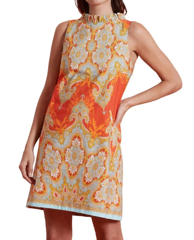 Limited Stock Ella Medallion Dress In Orange Multi