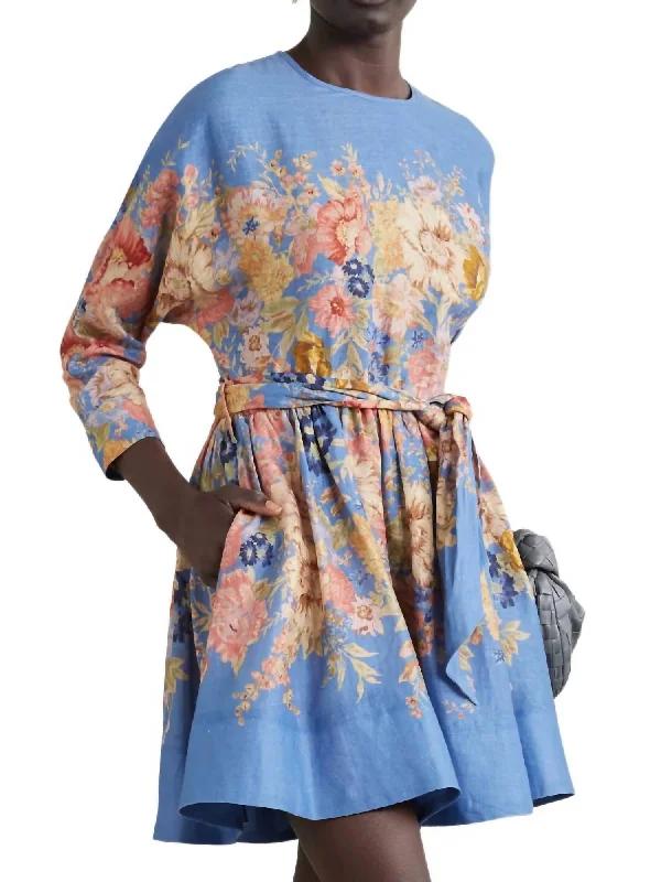 Sneak Peek Sale August Mini Dress In Dusty Blue