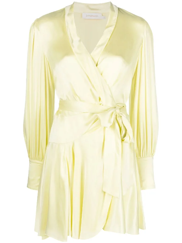 Price Drop Alert Zimmermann Silk Wrap Mini Dress Lemon